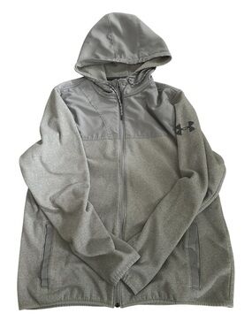 Under Armour Men's Light Gray Full-Zip Hooded Performance Jacket Large